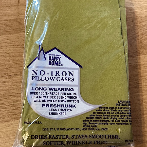 VINTAGE New Happy Home 💯 Cotton Set of Two Pillow Cases 42x38 Avacado - Picture 2 of 3